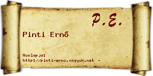 Pinti Ernő névjegykártya